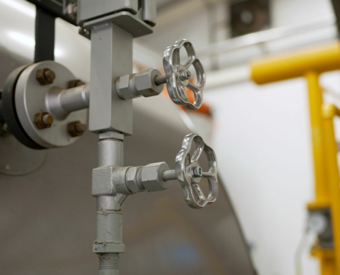 Faucet for water supply in a modern boiler room